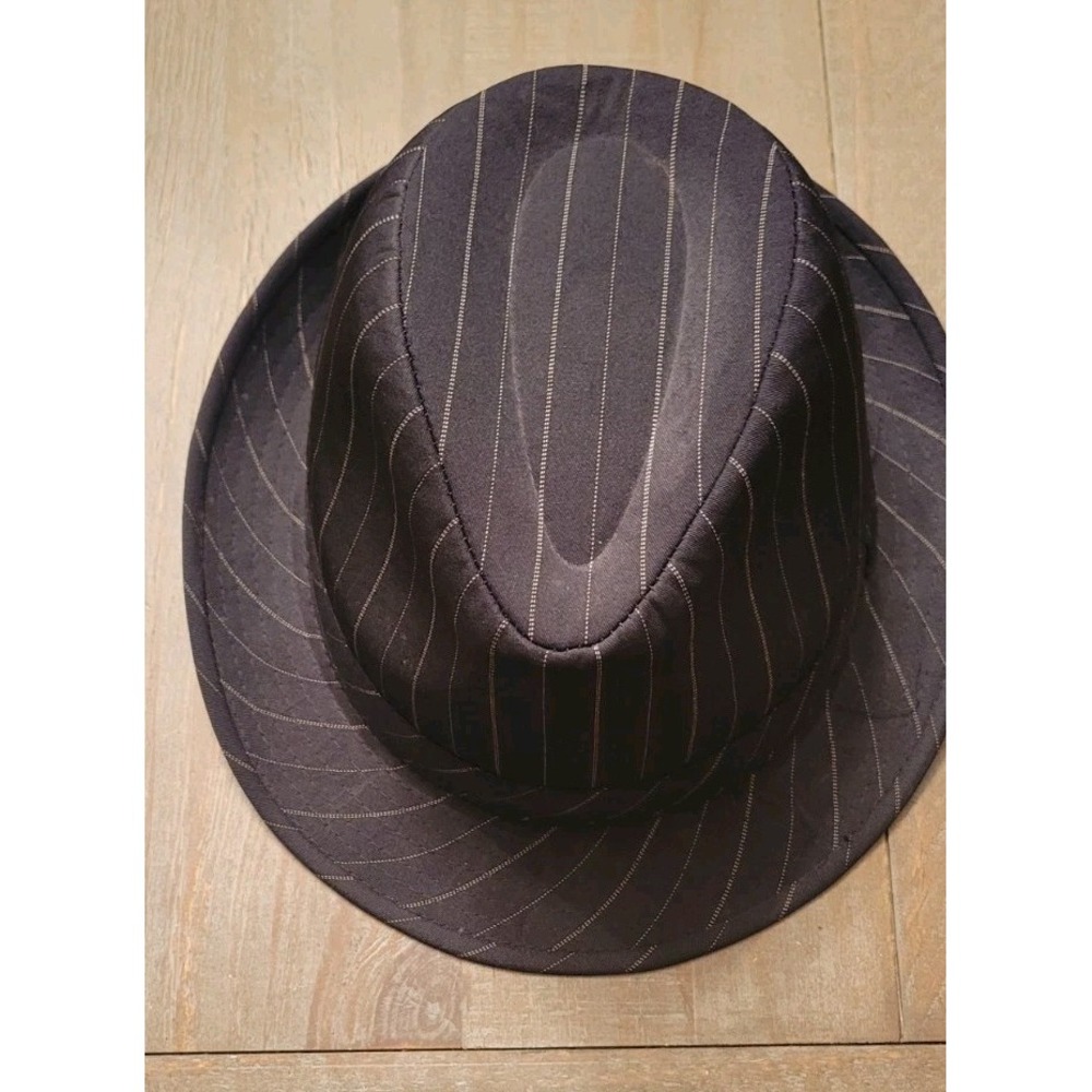 Mens Manhattan Vtg Look Gangster Trilby‎ Fedora Hat Short Brim Striped Jazz Cap - Picture 2 of 4